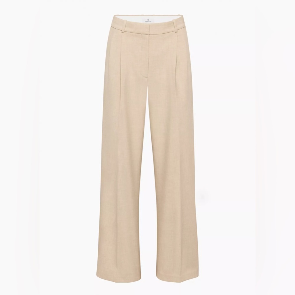 NWT Aritzia Babaton Pleated Pants in Heather Oat Beige
